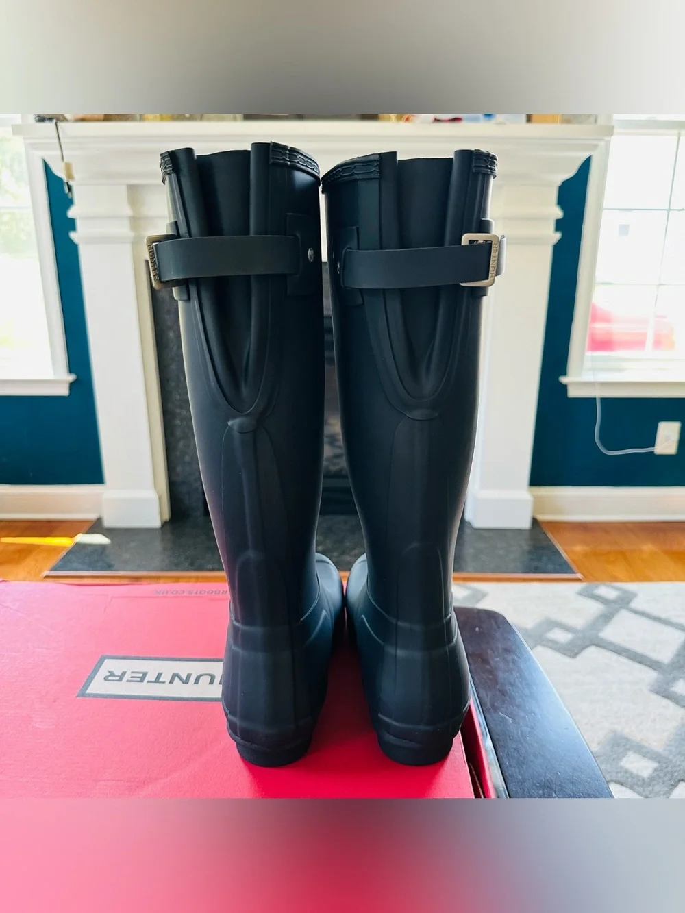 Hunter Original Tall Back Adjustable Rain Boots Navy US 7 EU 38 UK 5 WFT1001RMA